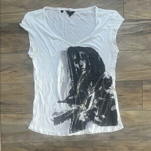 Guess White and Black Graphic Tee